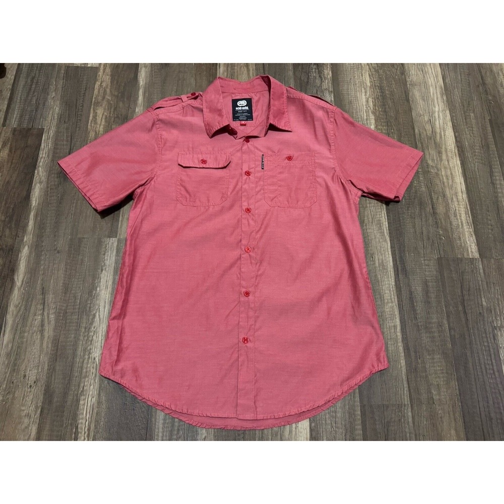 Ecko Unltd Men's Heather Red Button Up Shirt SZ M